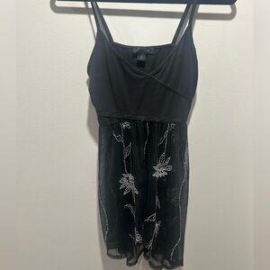 ATMOSPHERE size 10 tank top with flowy sheer floral mesh flared hem. Thin strap
